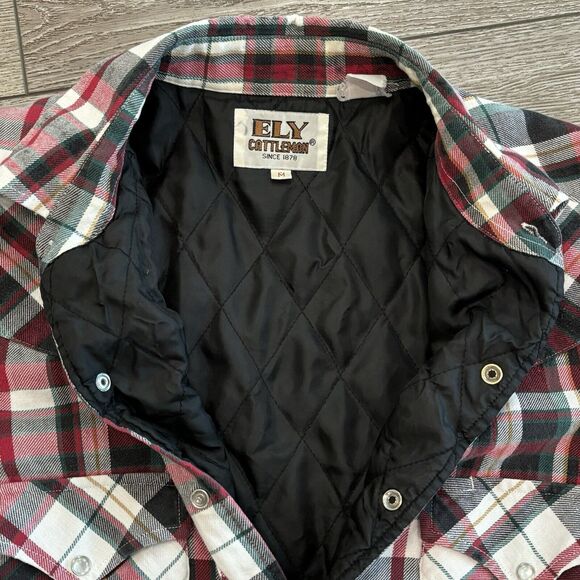 Vintage Ely Cattleman Men’s Medium Insulated Flannel Red/Black Plaid Pearl Snap - Picture 7 of 9